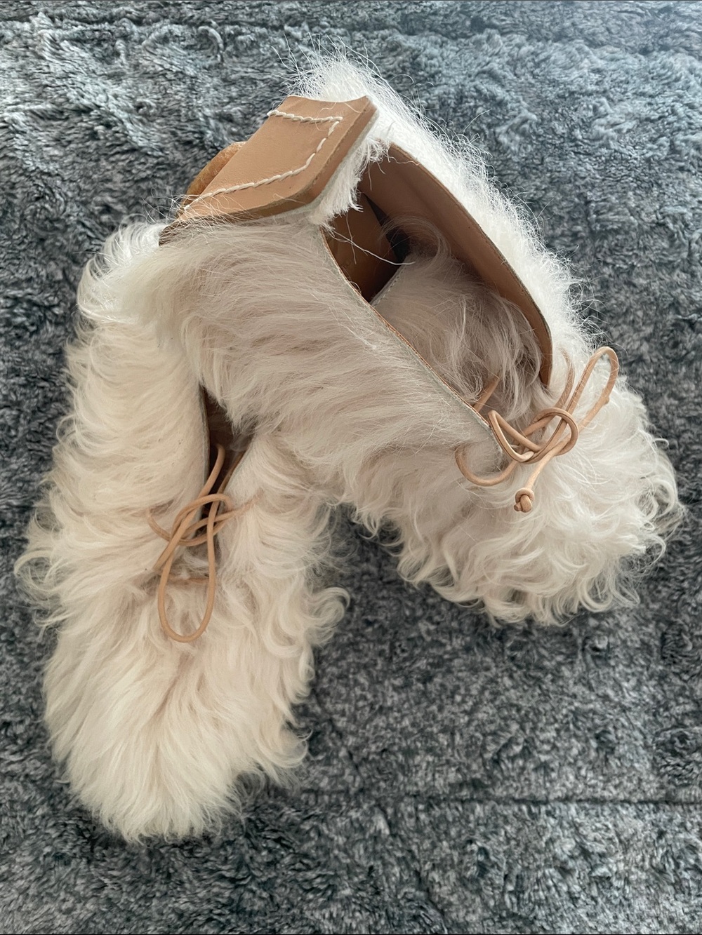 Tory Burch Evan Genuine Mongolian Shearling Lace Up Ankle Booties